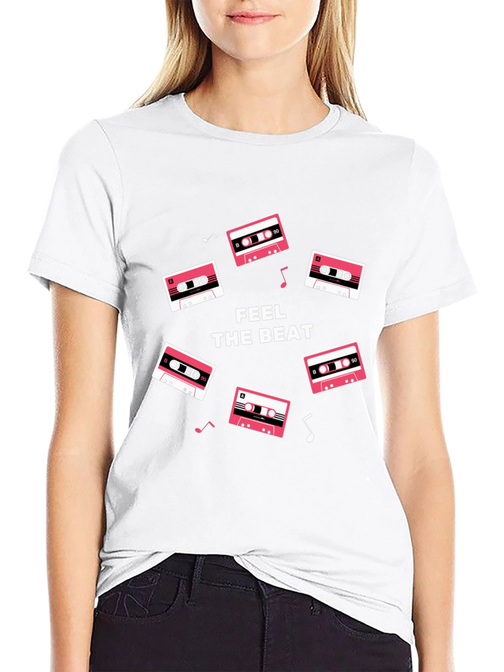 Retro Cassette Feel the Beat Black T-Shirt