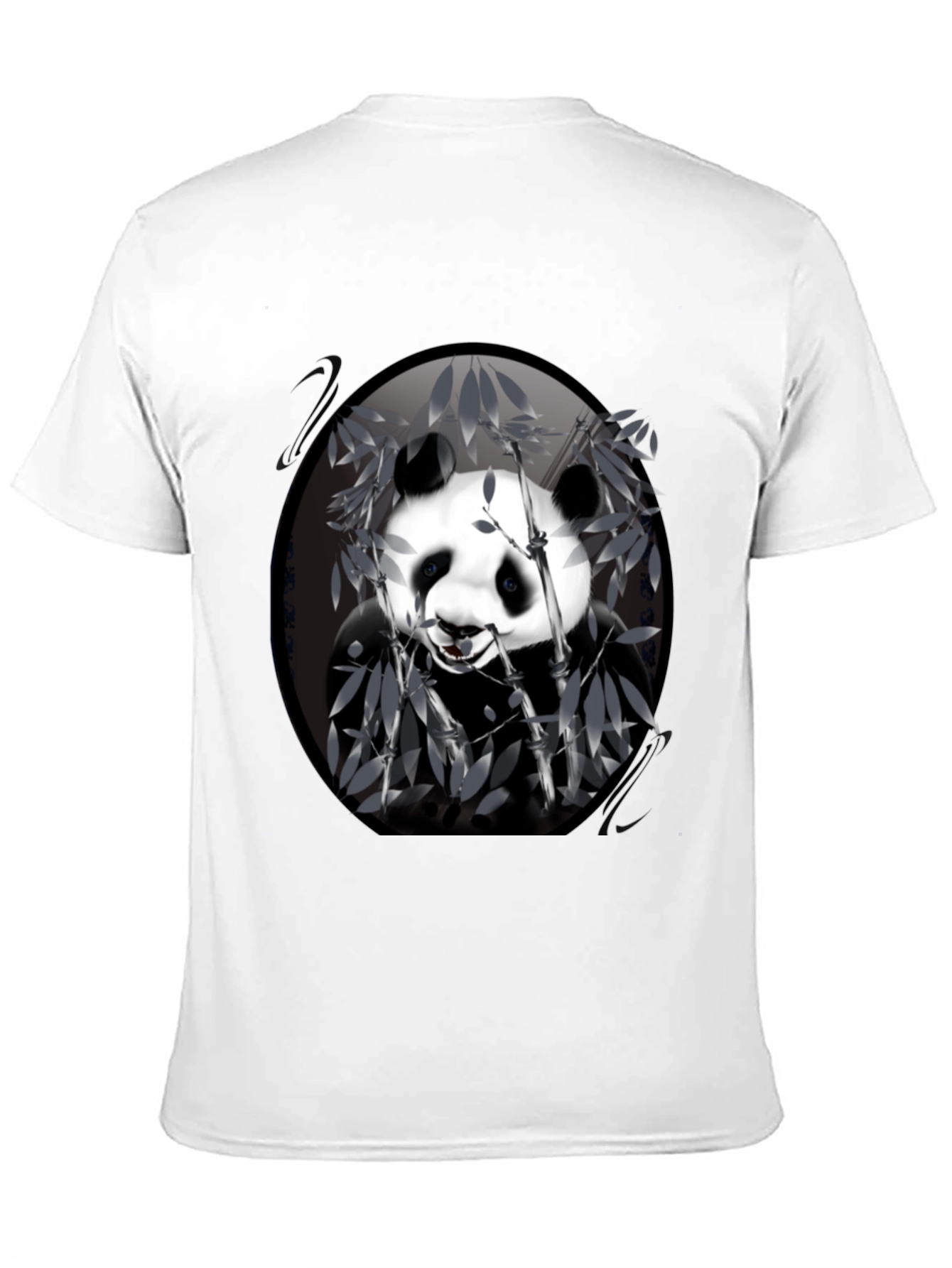 Panda Bamboo Graphic Black T-Shirt - Mens Casual Wear