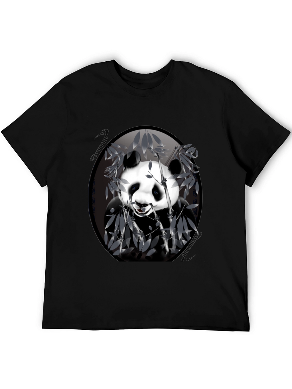 Panda Bamboo Graphic Black T-Shirt - Mens Casual Wear