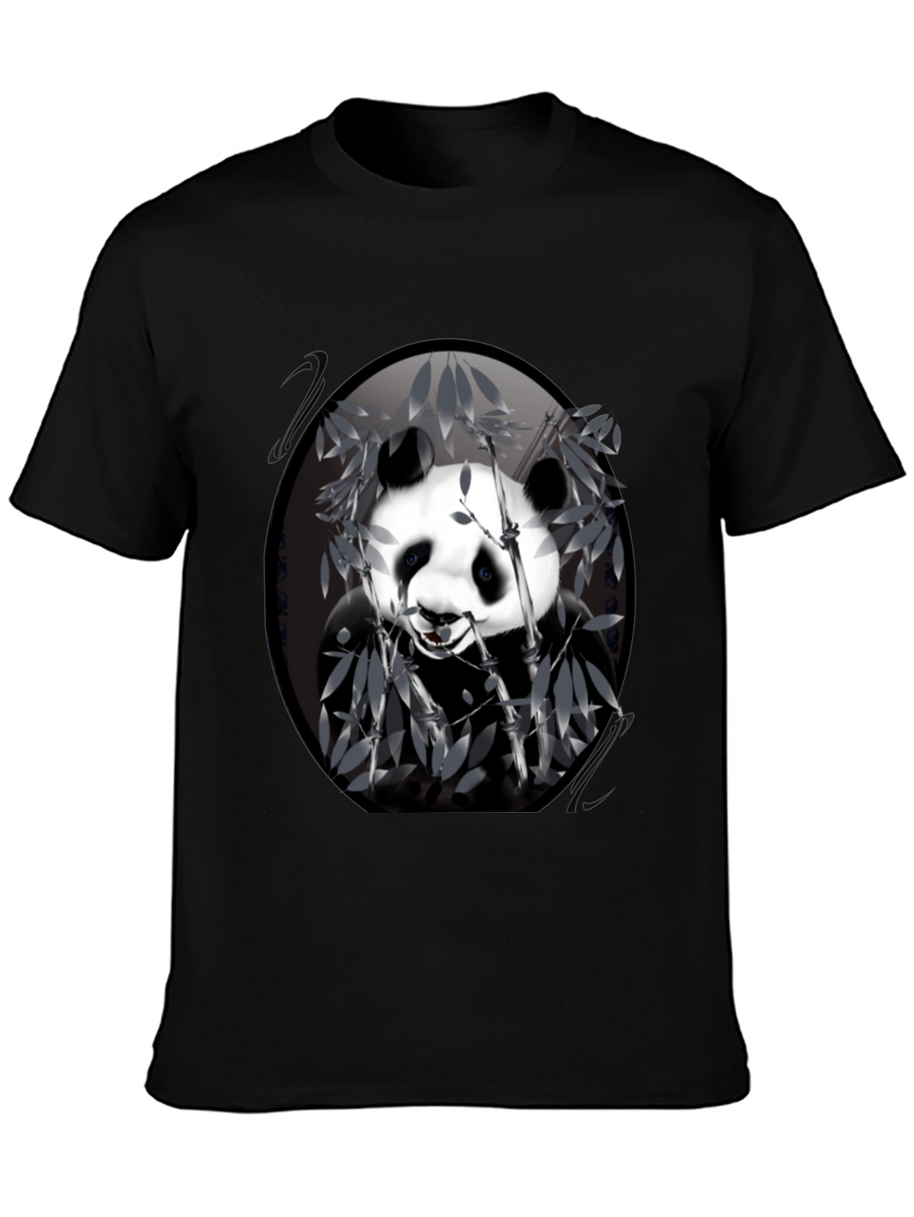 Panda Bamboo Graphic Black T-Shirt - Mens Casual Wear
