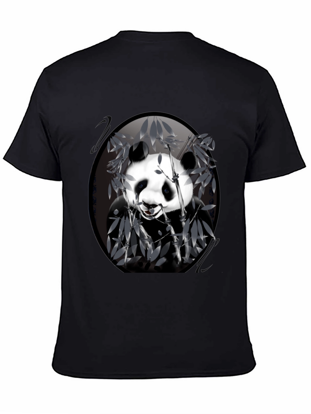 Panda Bamboo Graphic Black T-Shirt - Mens Casual Wear