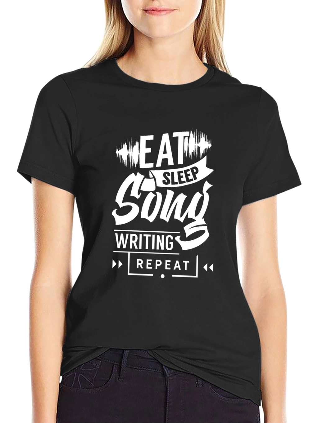Eat Sleep Songwriting Repeat Black Graphic Tee
