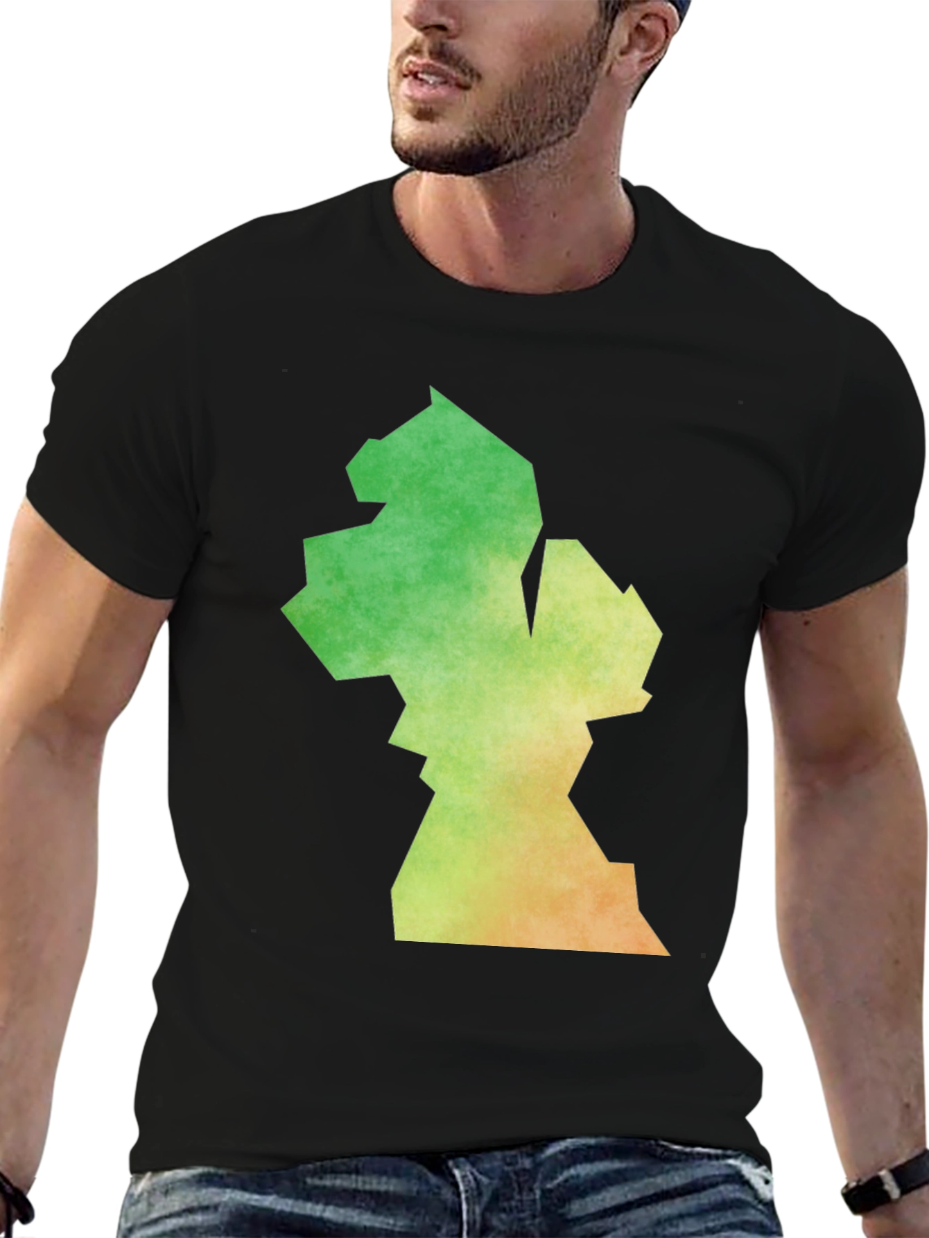 Guyana Map T-Shirt - Black Cotton Blend Casual Tee