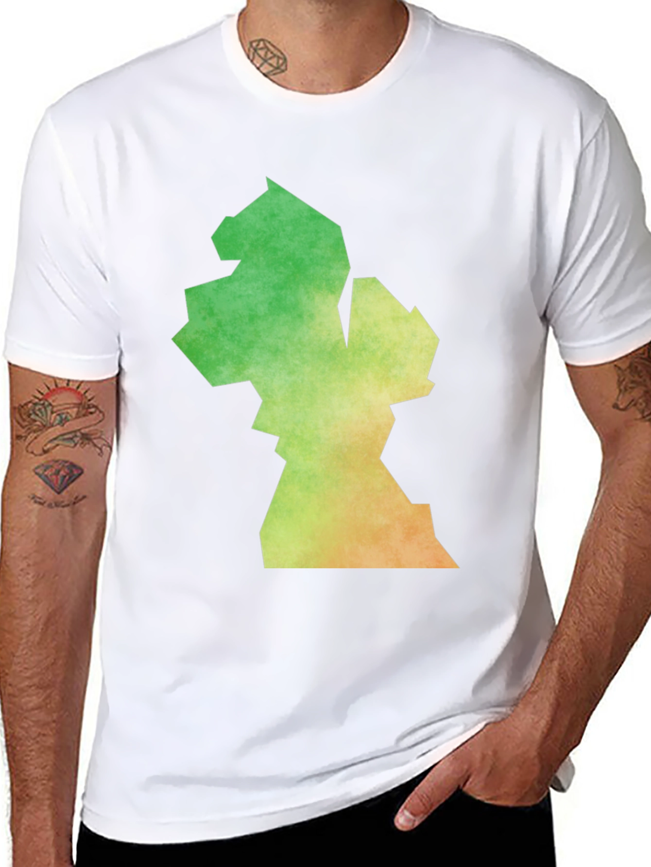 Guyana Map T-Shirt - Black Cotton Blend Casual Tee