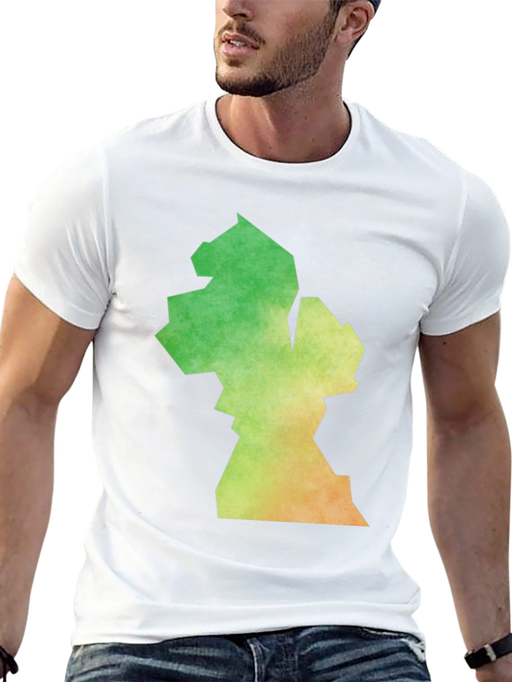 Guyana Map T-Shirt - Black Cotton Blend Casual Tee