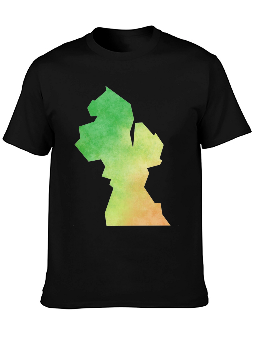 Guyana Map T-Shirt - Black Cotton Blend Casual Tee