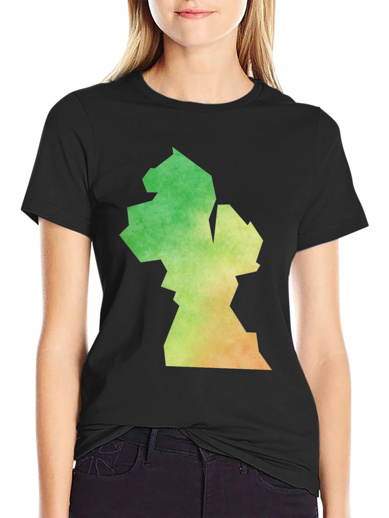 Guyana Map T-Shirt - Black Cotton Blend Casual Tee