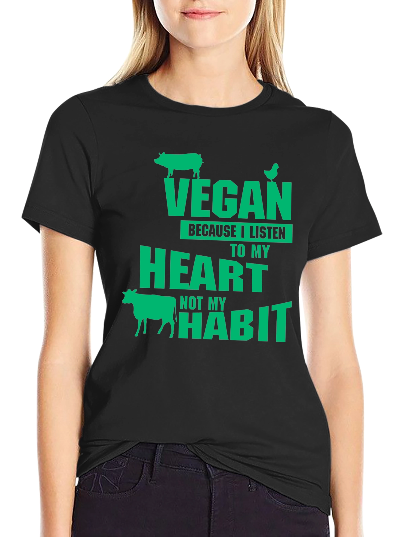 Vegan Heart T-Shirt - Listen to Your Heart Not Habit