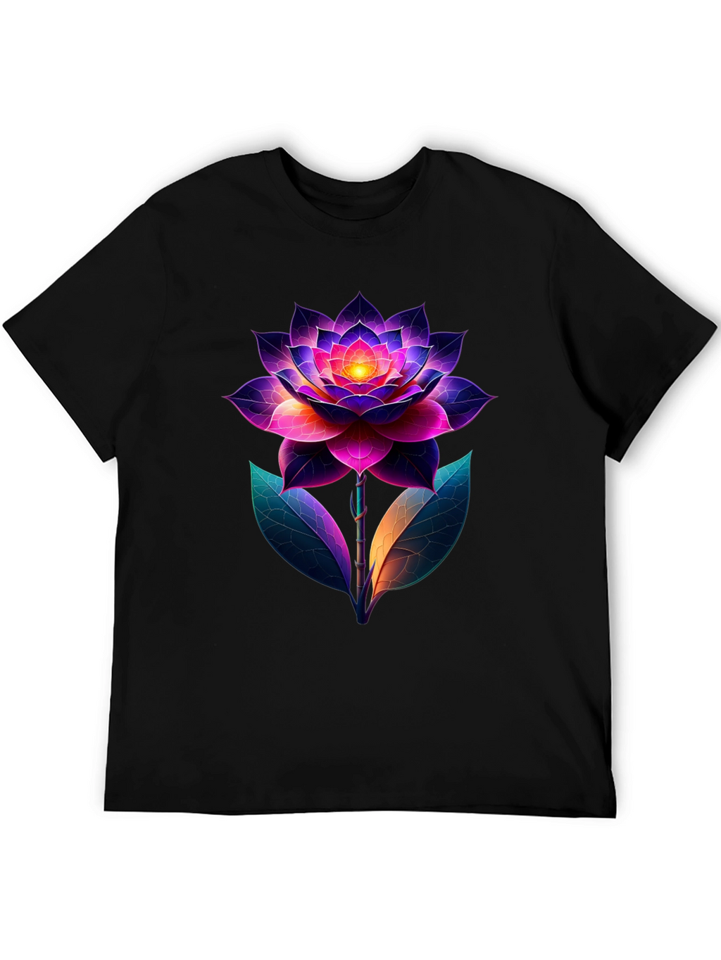 Vibrant Lotus Flower Graphic T-Shirt