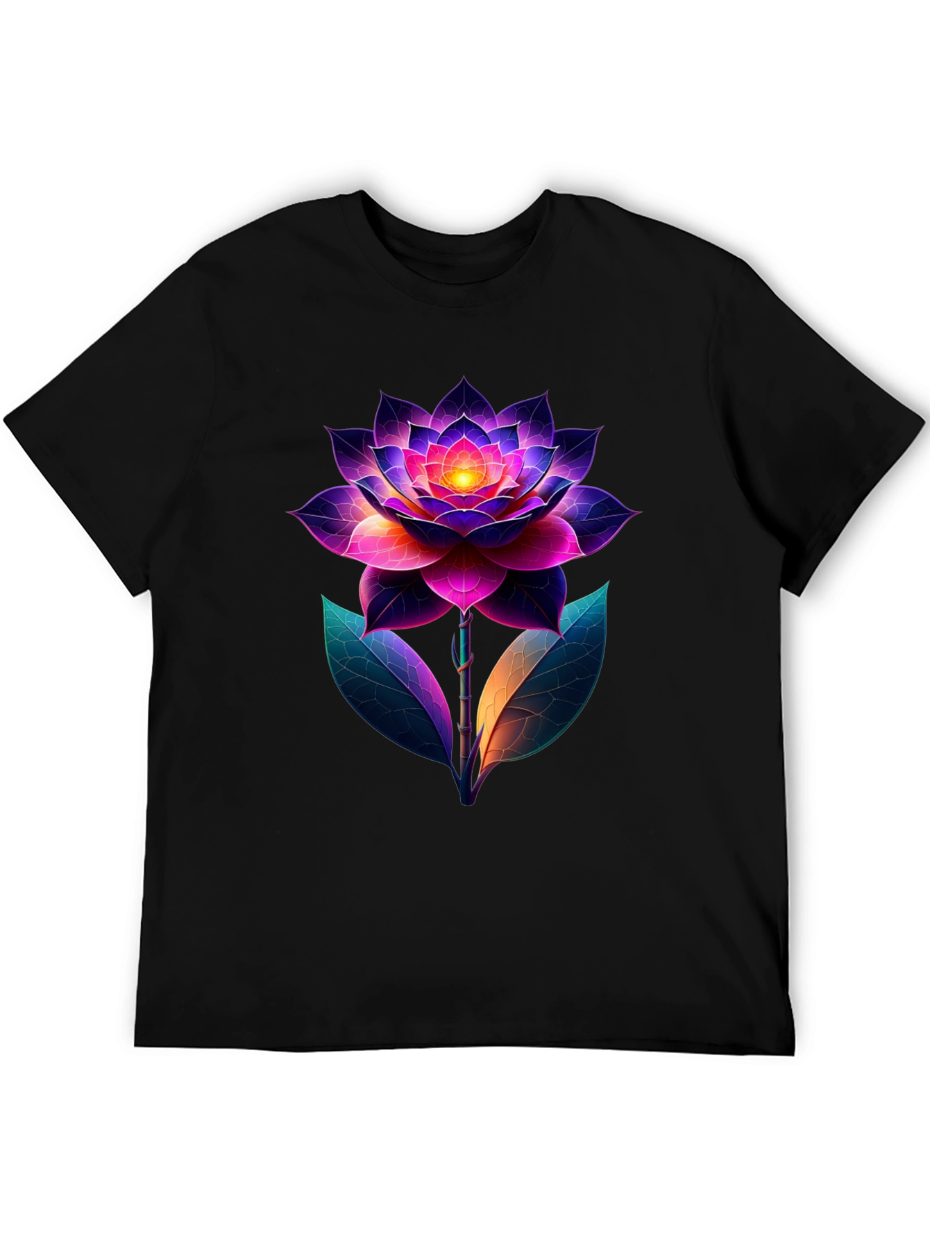 Vibrant Lotus Flower Graphic T-Shirt
