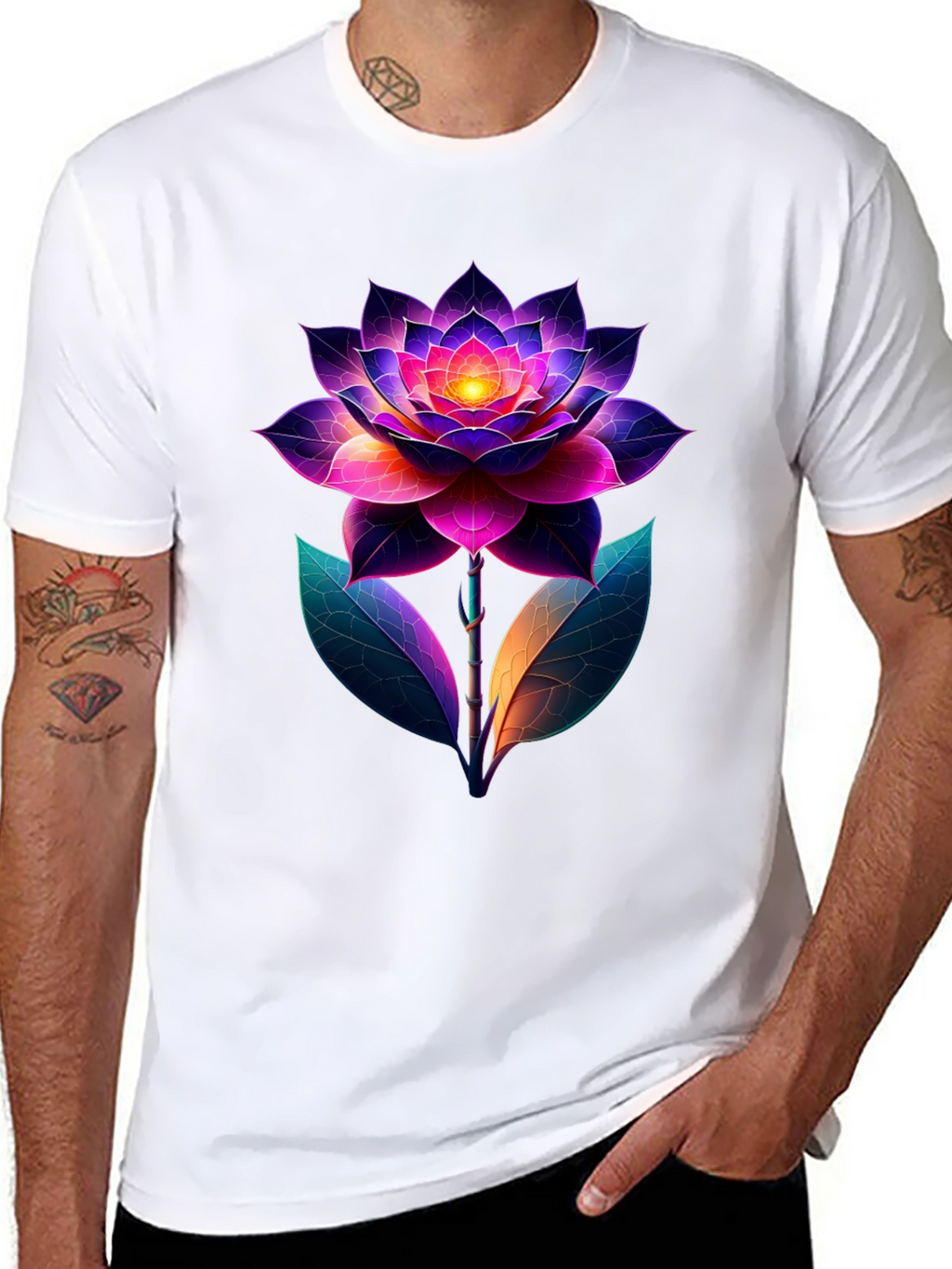 Vibrant Lotus Flower Graphic T-Shirt