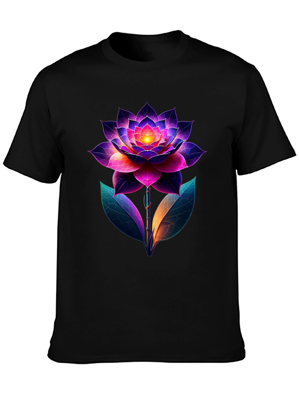 Vibrant Lotus Flower Graphic T-Shirt