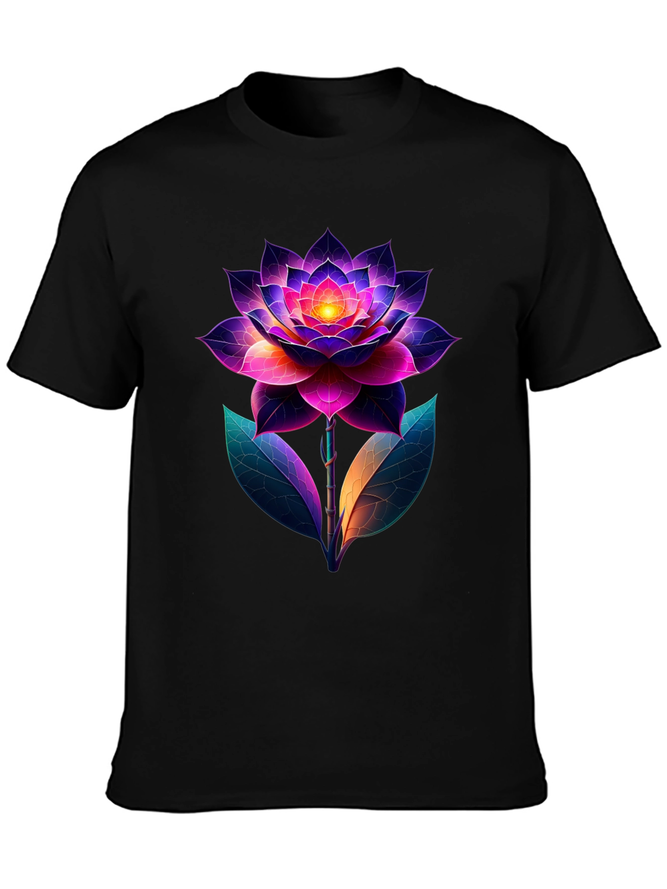Vibrant Lotus Flower Graphic T-Shirt