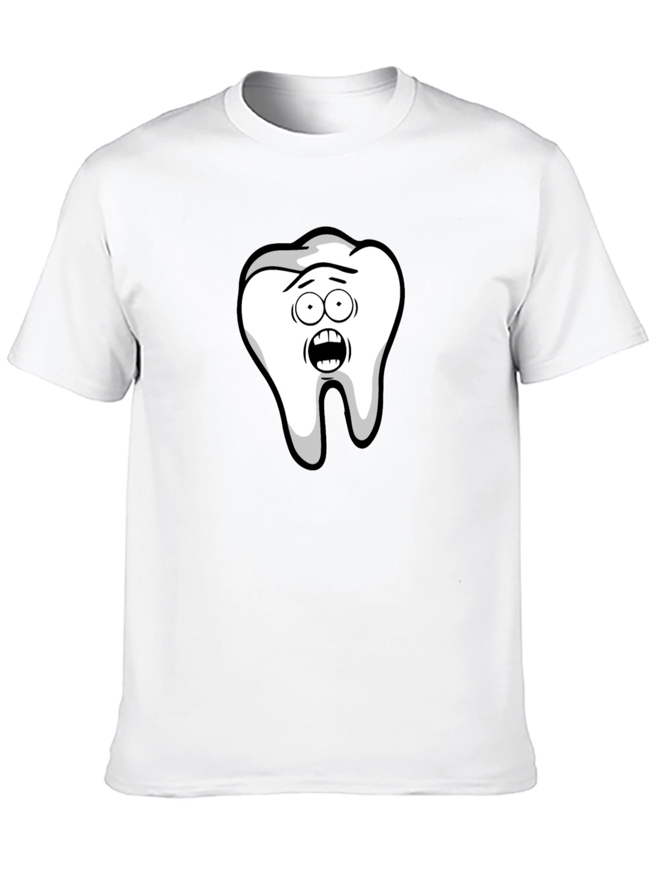 Funny Cartoon Tooth Black T-Shirt