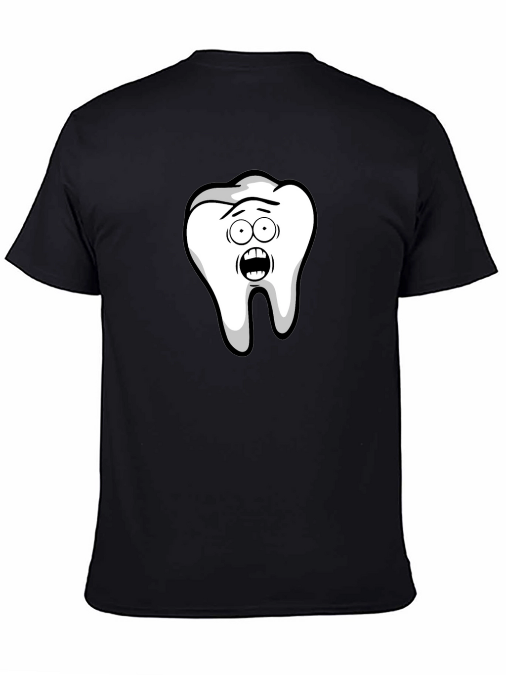 Funny Cartoon Tooth Black T-Shirt