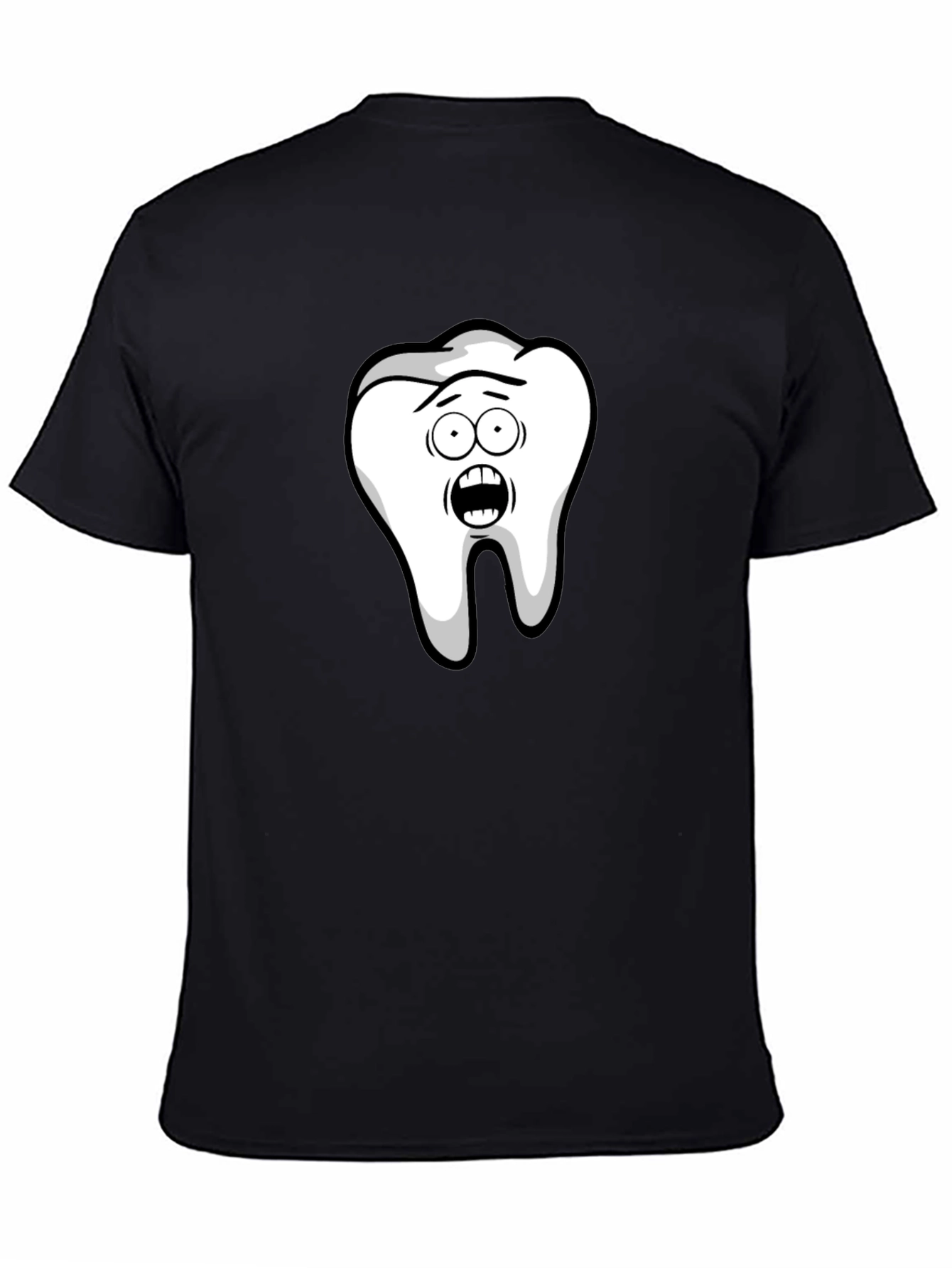 Funny Cartoon Tooth Black T-Shirt