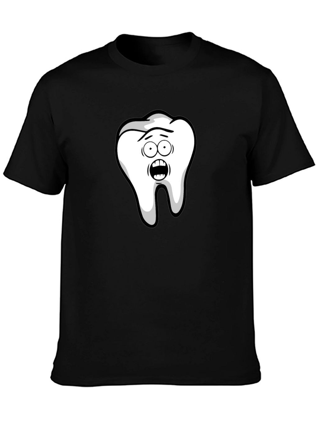Funny Cartoon Tooth Black T-Shirt