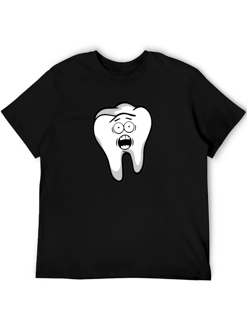 Funny Cartoon Tooth Black T-Shirt