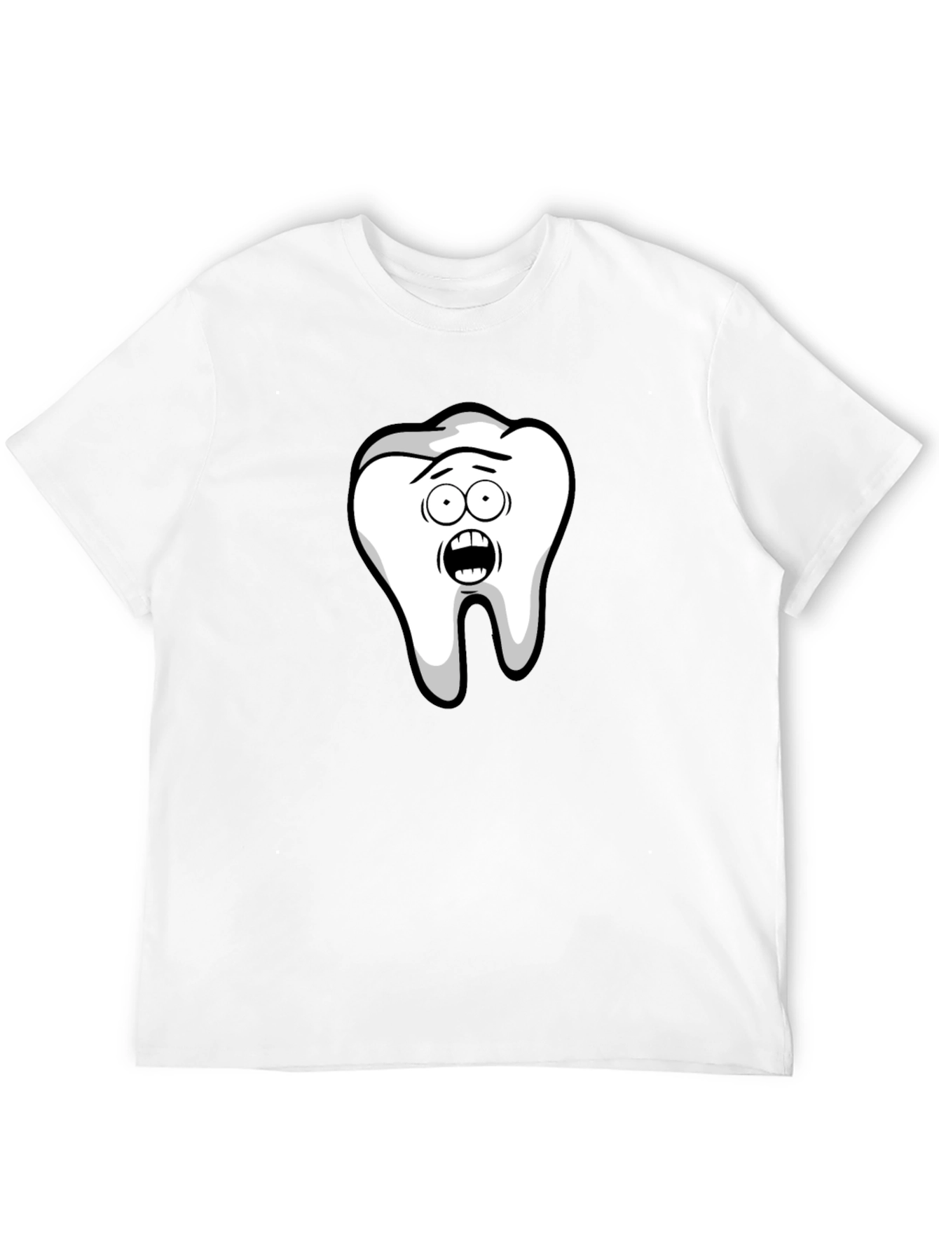 Funny Cartoon Tooth Black T-Shirt