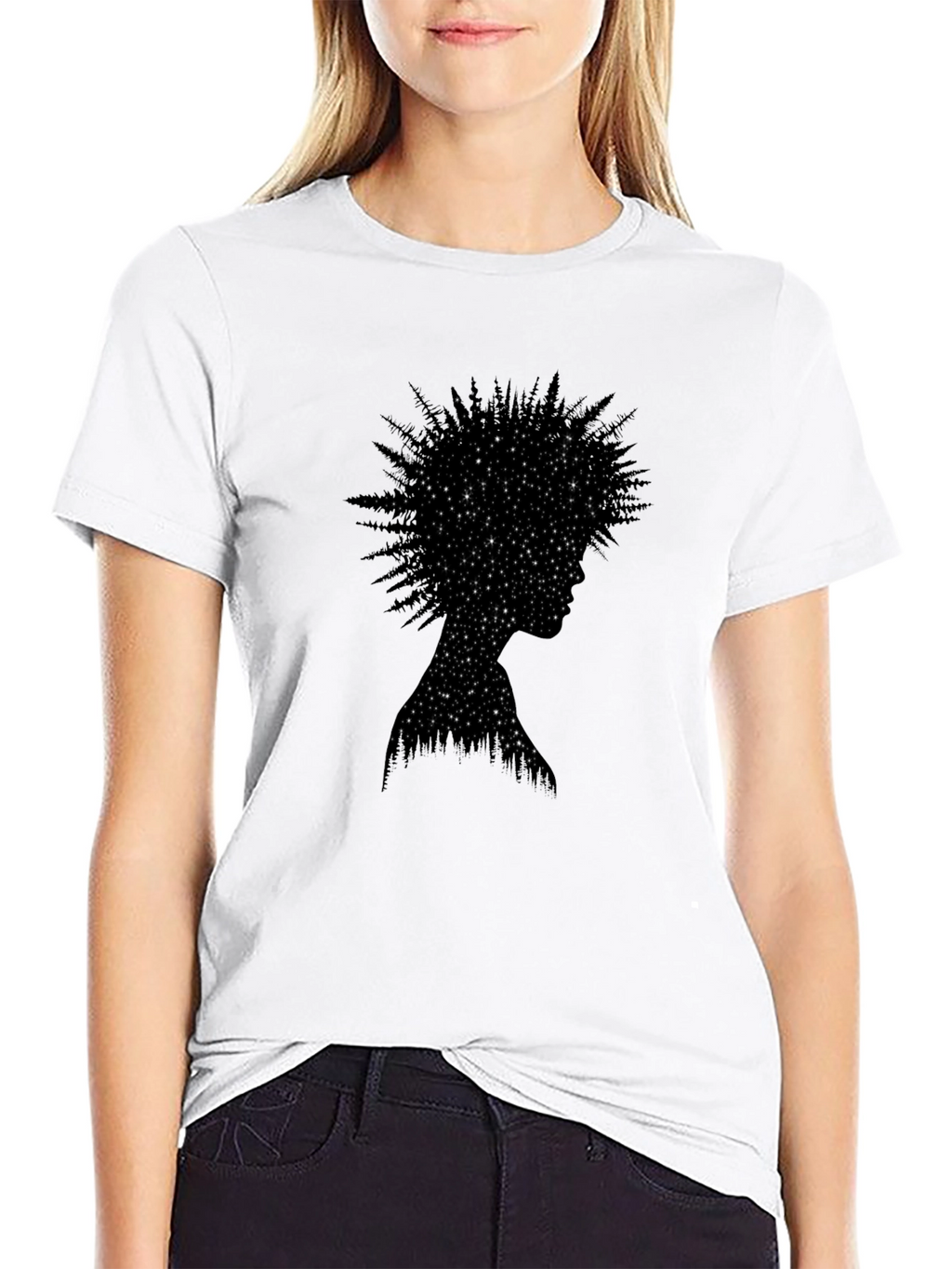 Starry Night Forest Silhouette Tee