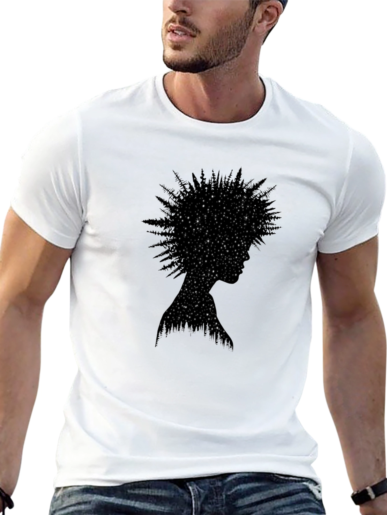 Starry Night Forest Silhouette Tee