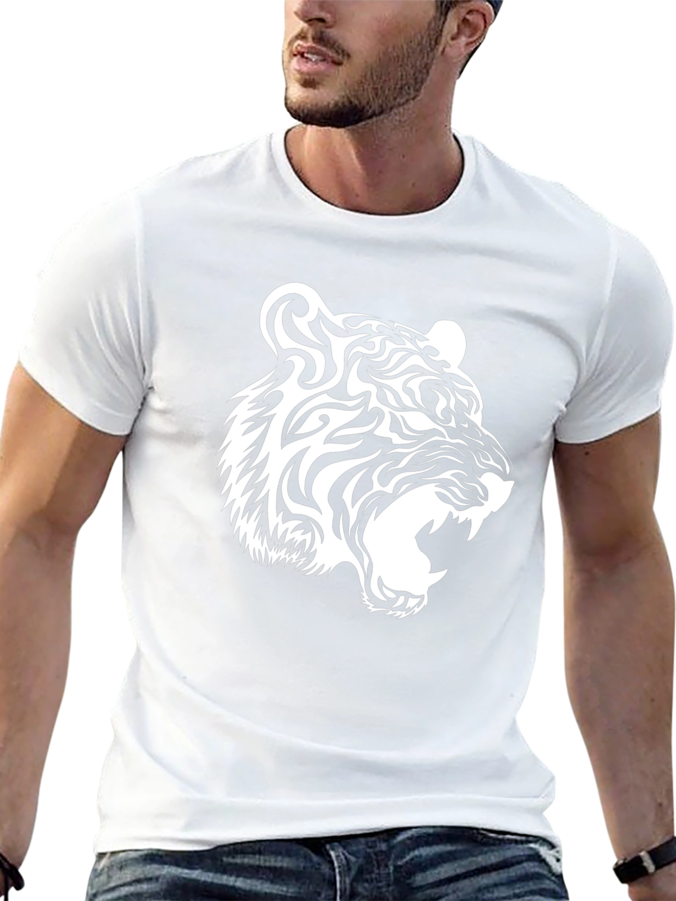 Cool Tiger Graphic Tee - Black Cotton T-Shirt