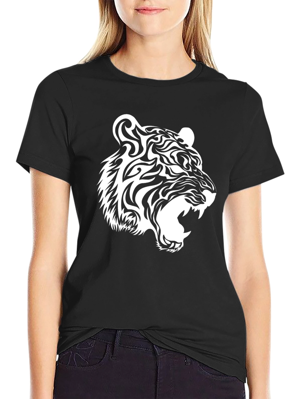 Cool Tiger Graphic Tee - Black Cotton T-Shirt