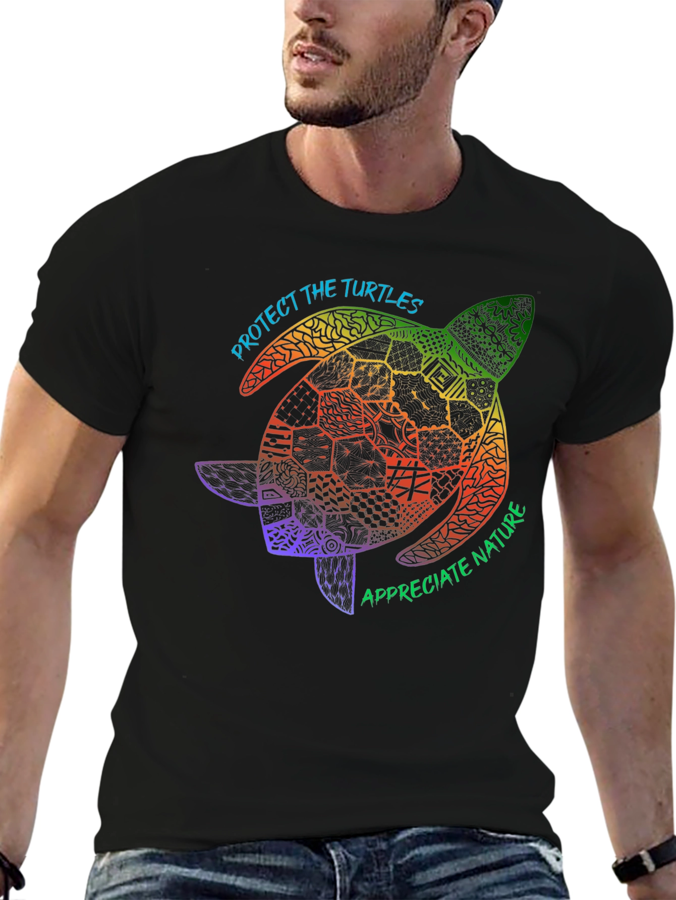 Protect Turtles Black Graphic Tee