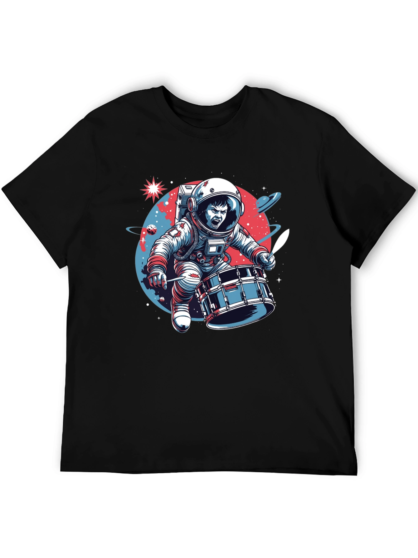 Astronaut Drummer Graphic T-Shirt - Space Band Tee