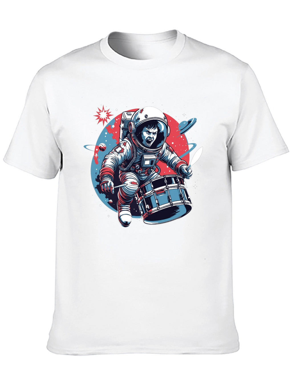 Astronaut Drummer Graphic T-Shirt - Space Band Tee