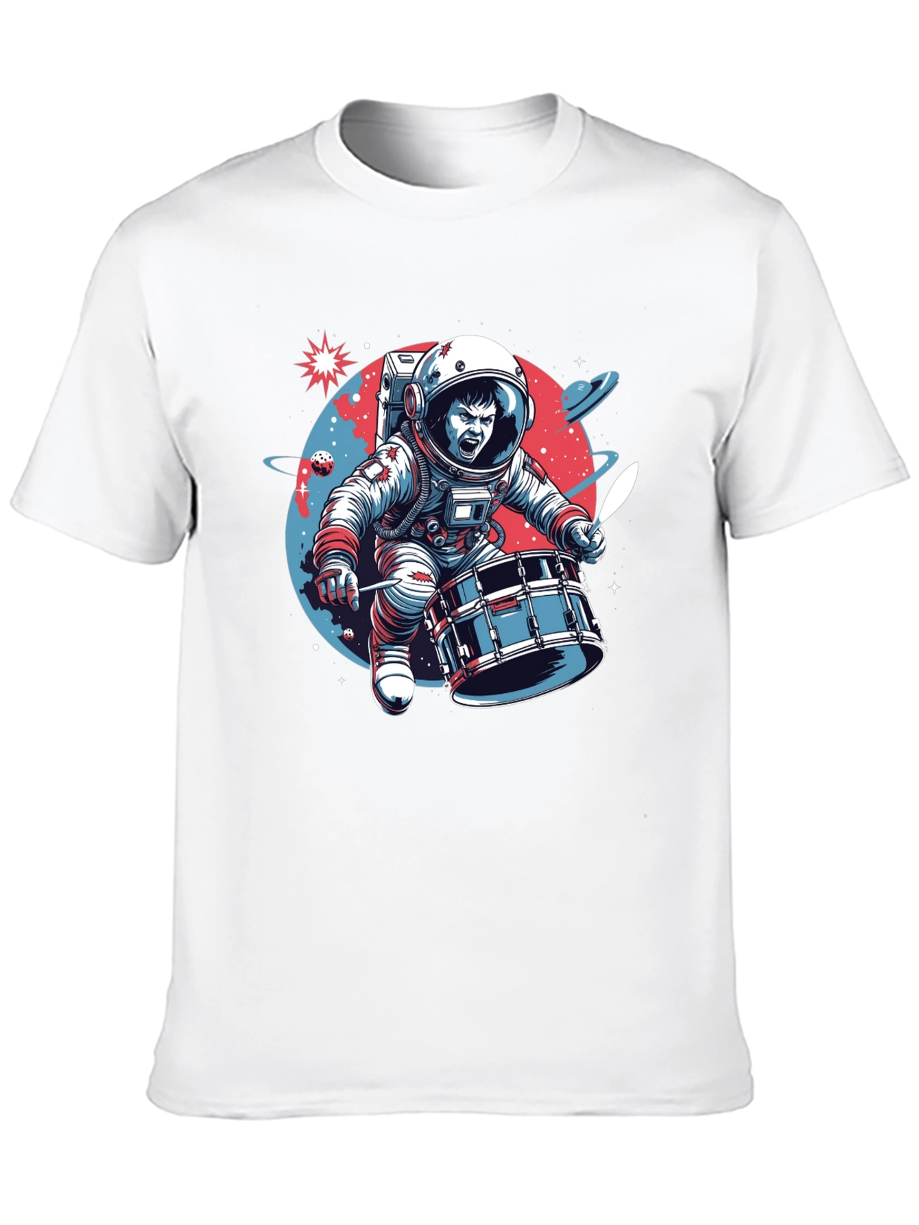 Astronaut Drummer Graphic T-Shirt - Space Band Tee