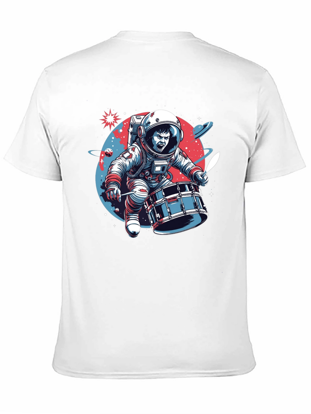 Astronaut Drummer Graphic T-Shirt - Space Band Tee