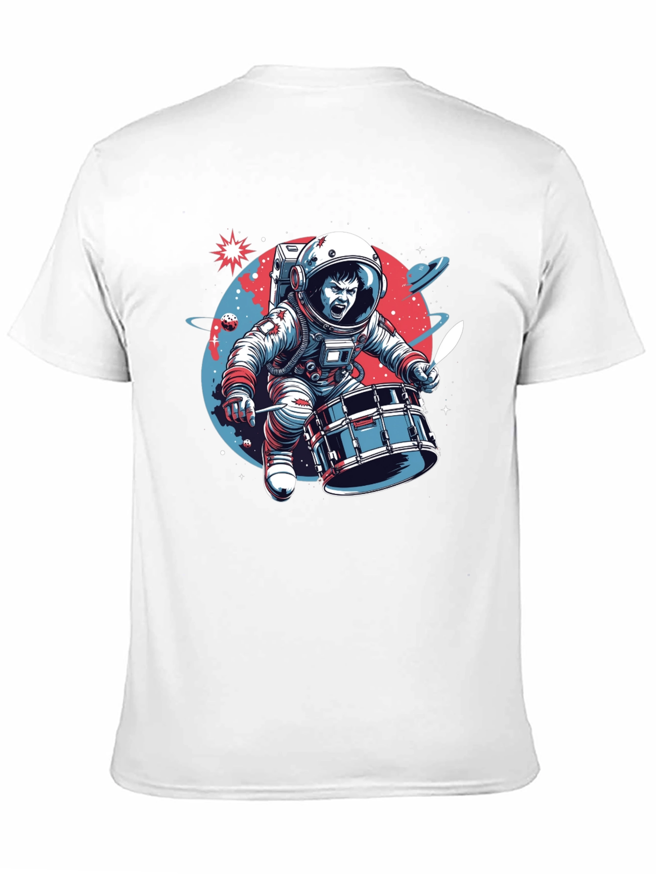 Astronaut Drummer Graphic T-Shirt - Space Band Tee
