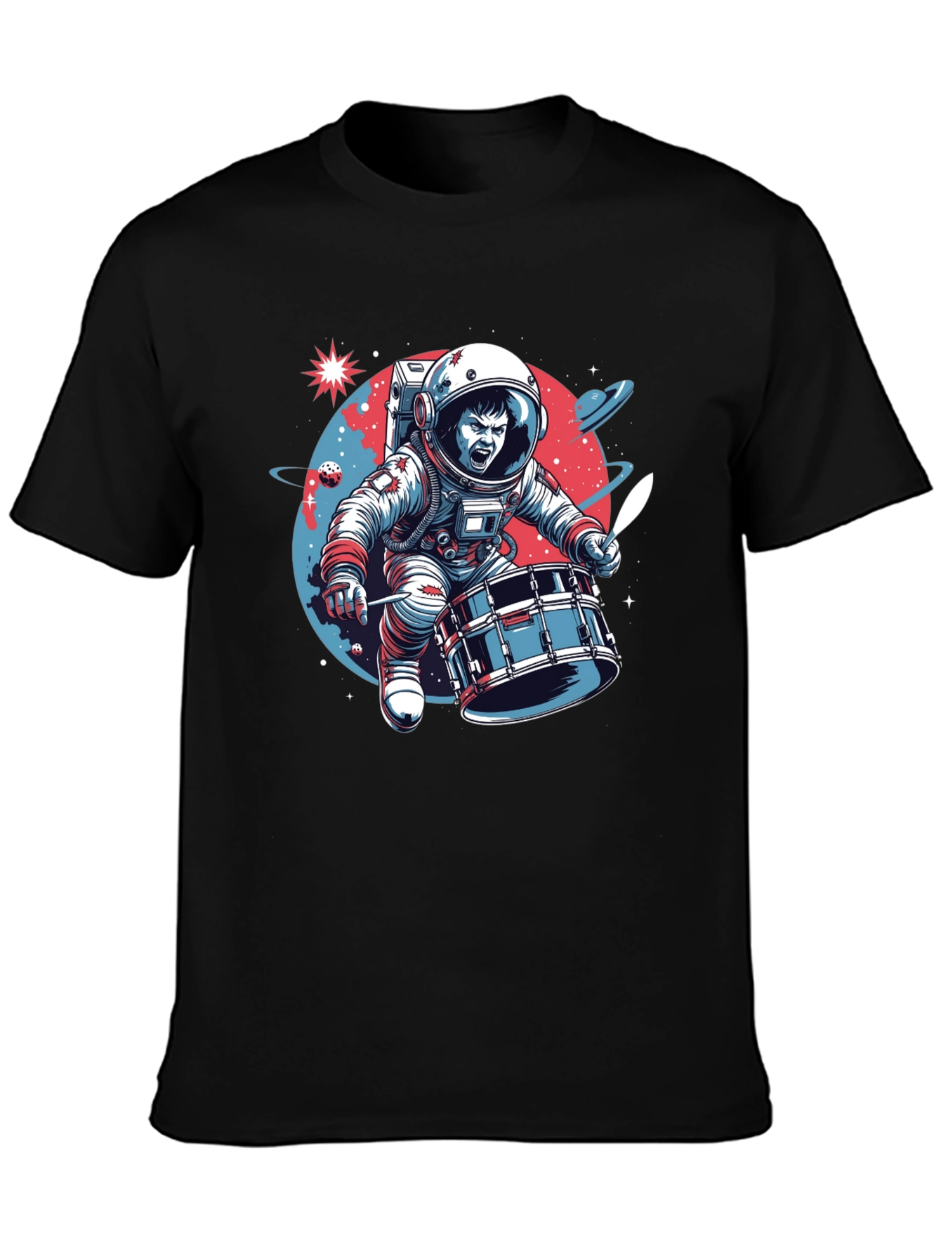 Astronaut Drummer Graphic T-Shirt - Space Band Tee