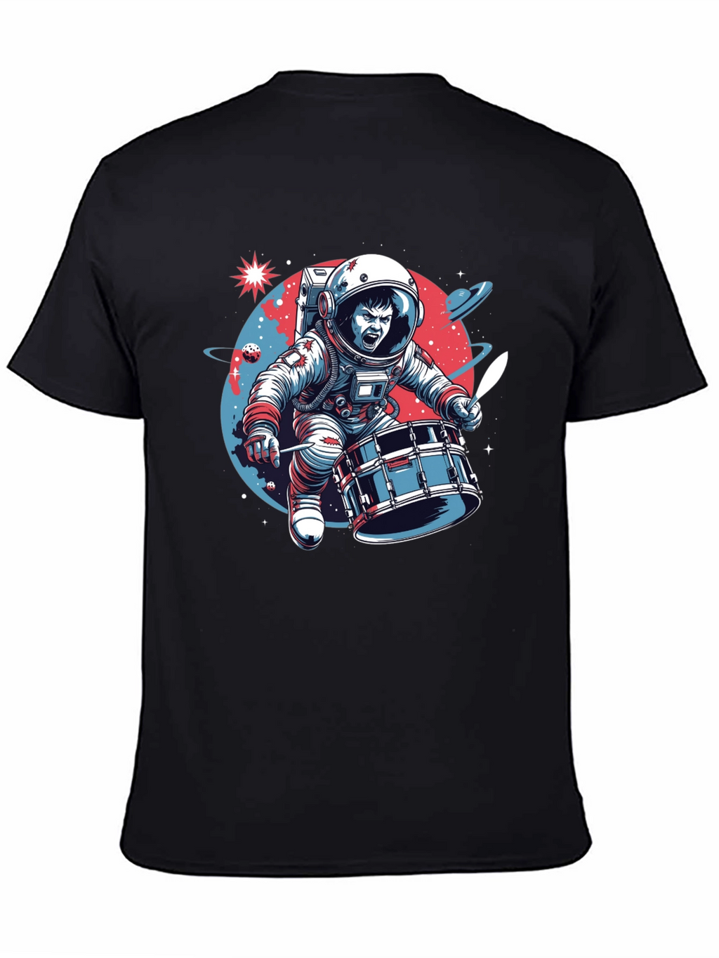 Astronaut Drummer Graphic T-Shirt - Space Band Tee