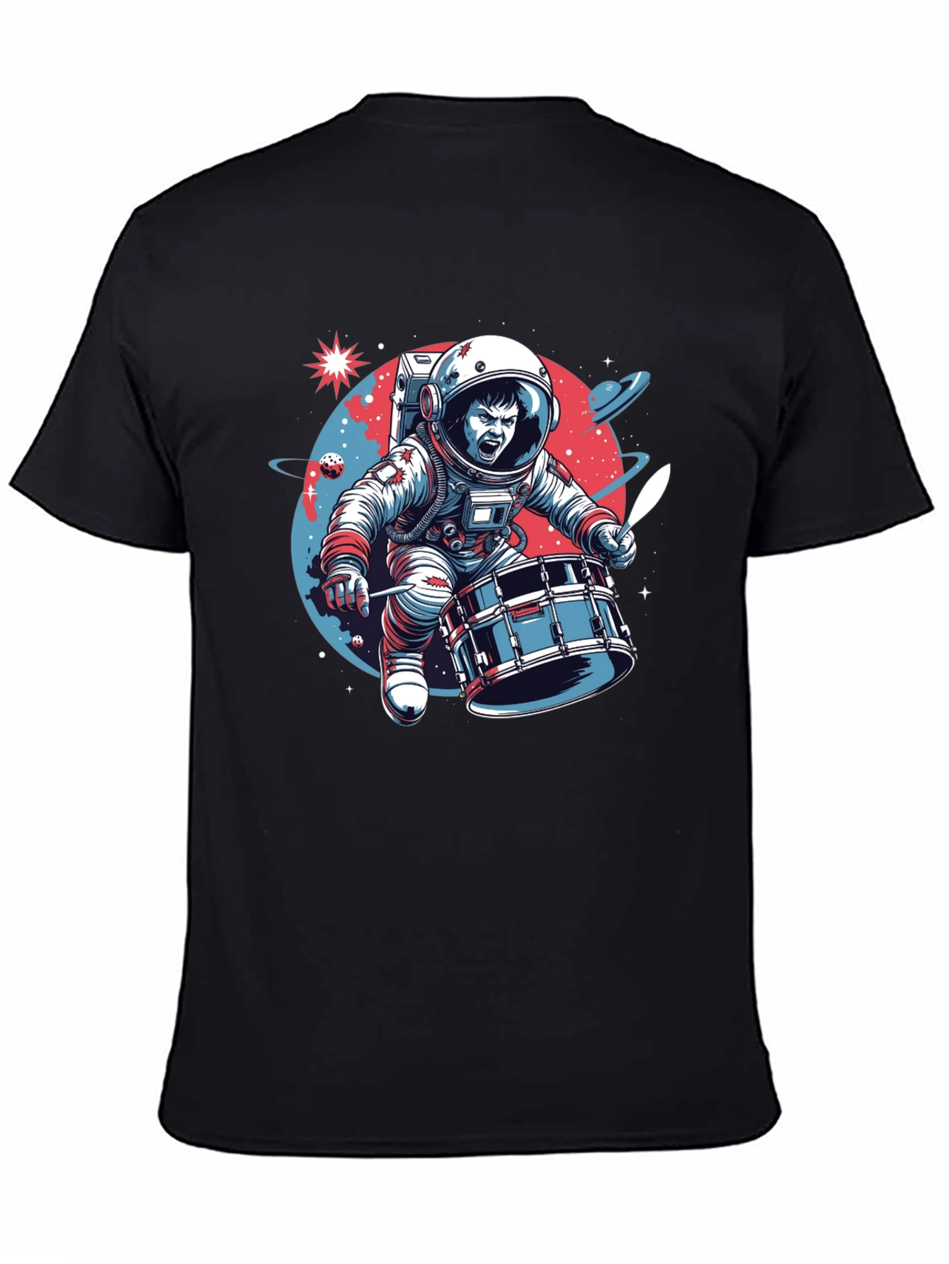 Astronaut Drummer Graphic T-Shirt - Space Band Tee