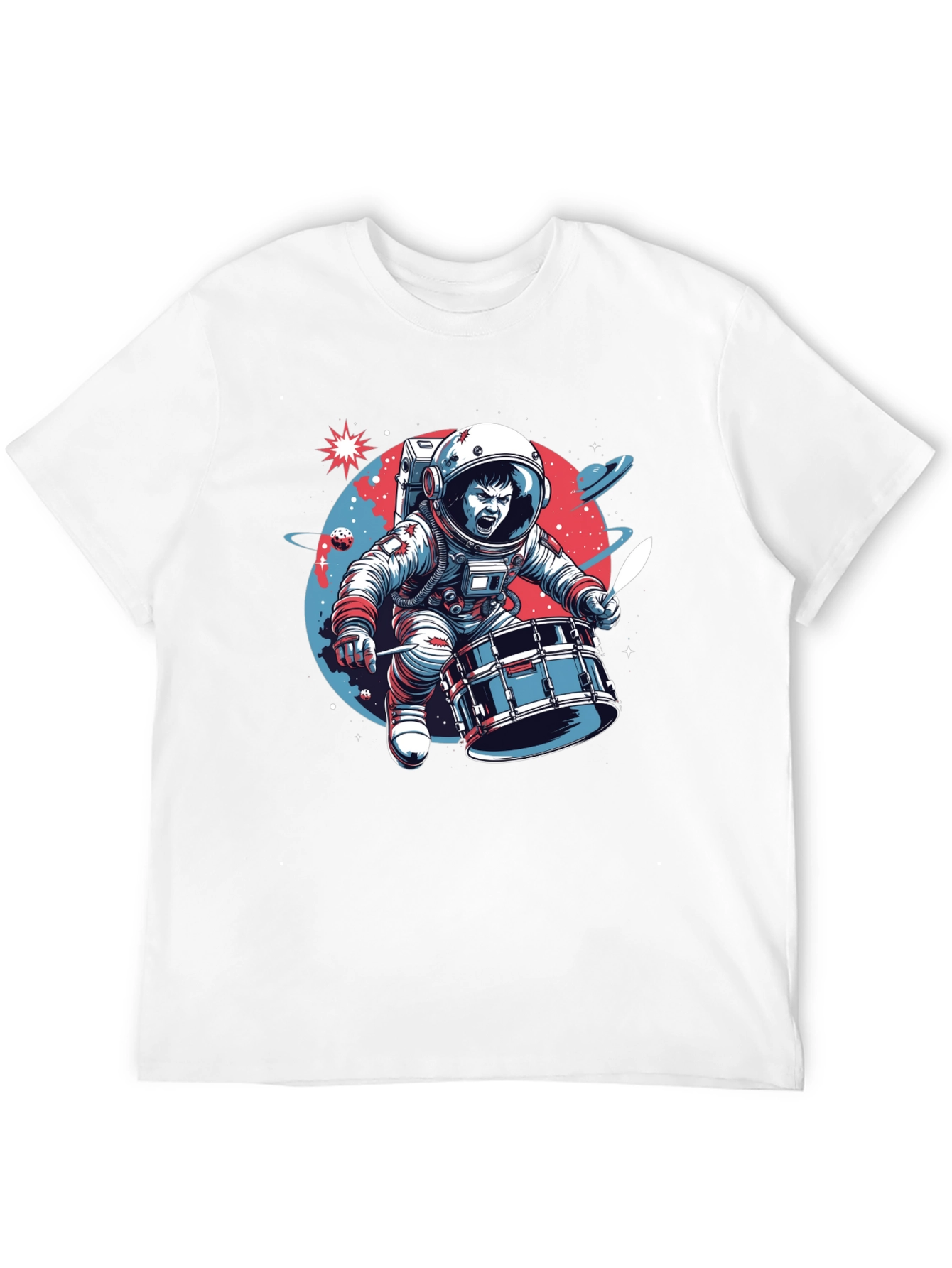 Astronaut Drummer Graphic T-Shirt - Space Band Tee