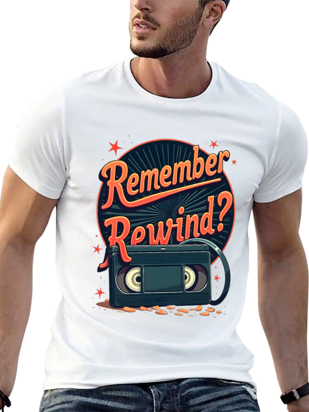 Remember Rewind? Retro VHS Cassette Tape T-Shirt