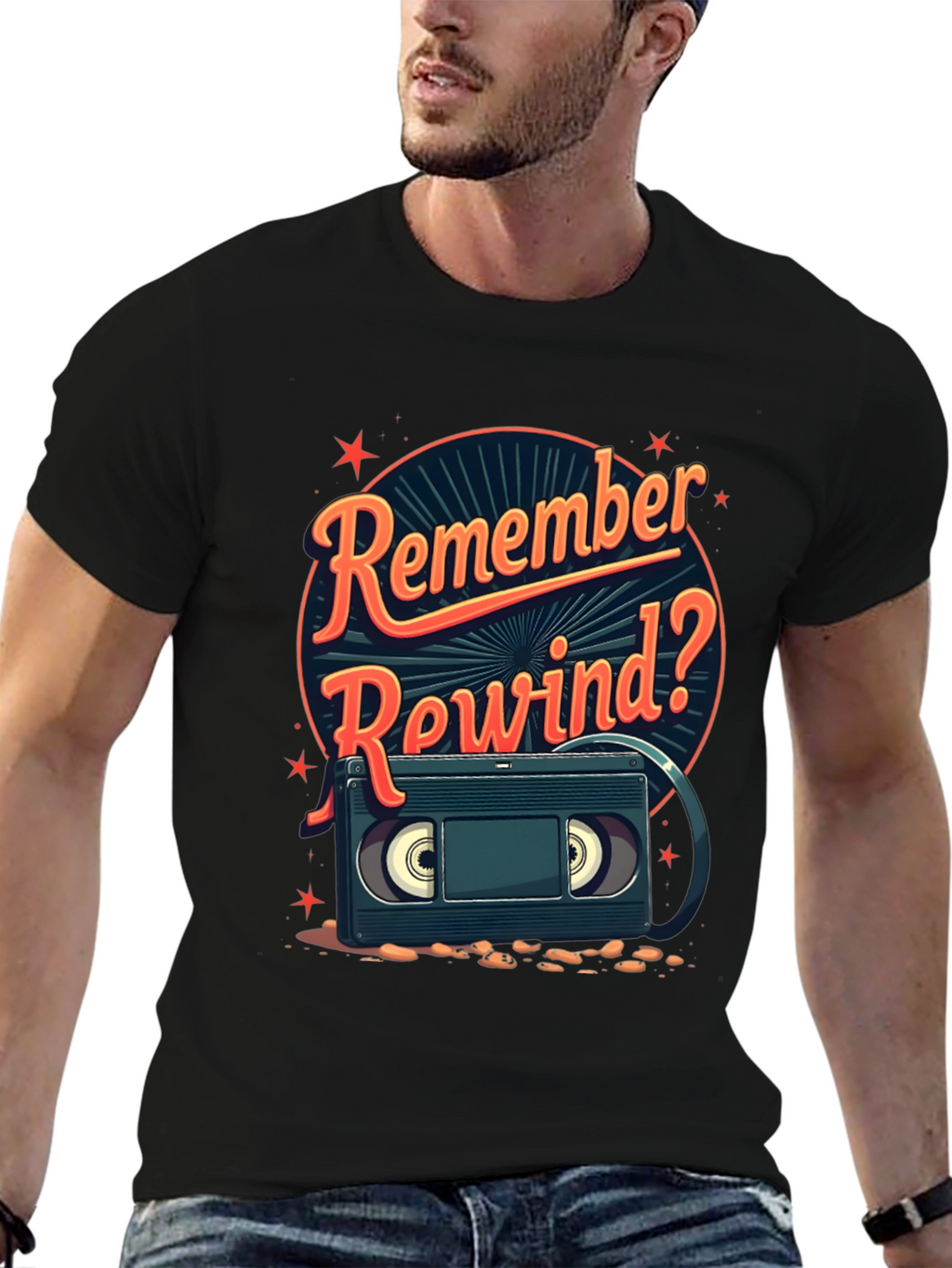 Remember Rewind? Retro VHS Cassette Tape T-Shirt