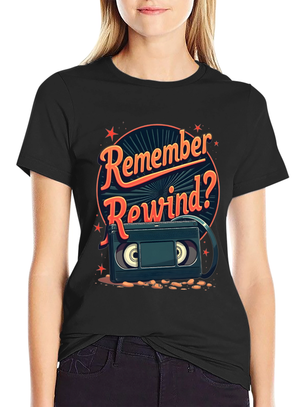 Remember Rewind? Retro VHS Cassette Tape T-Shirt