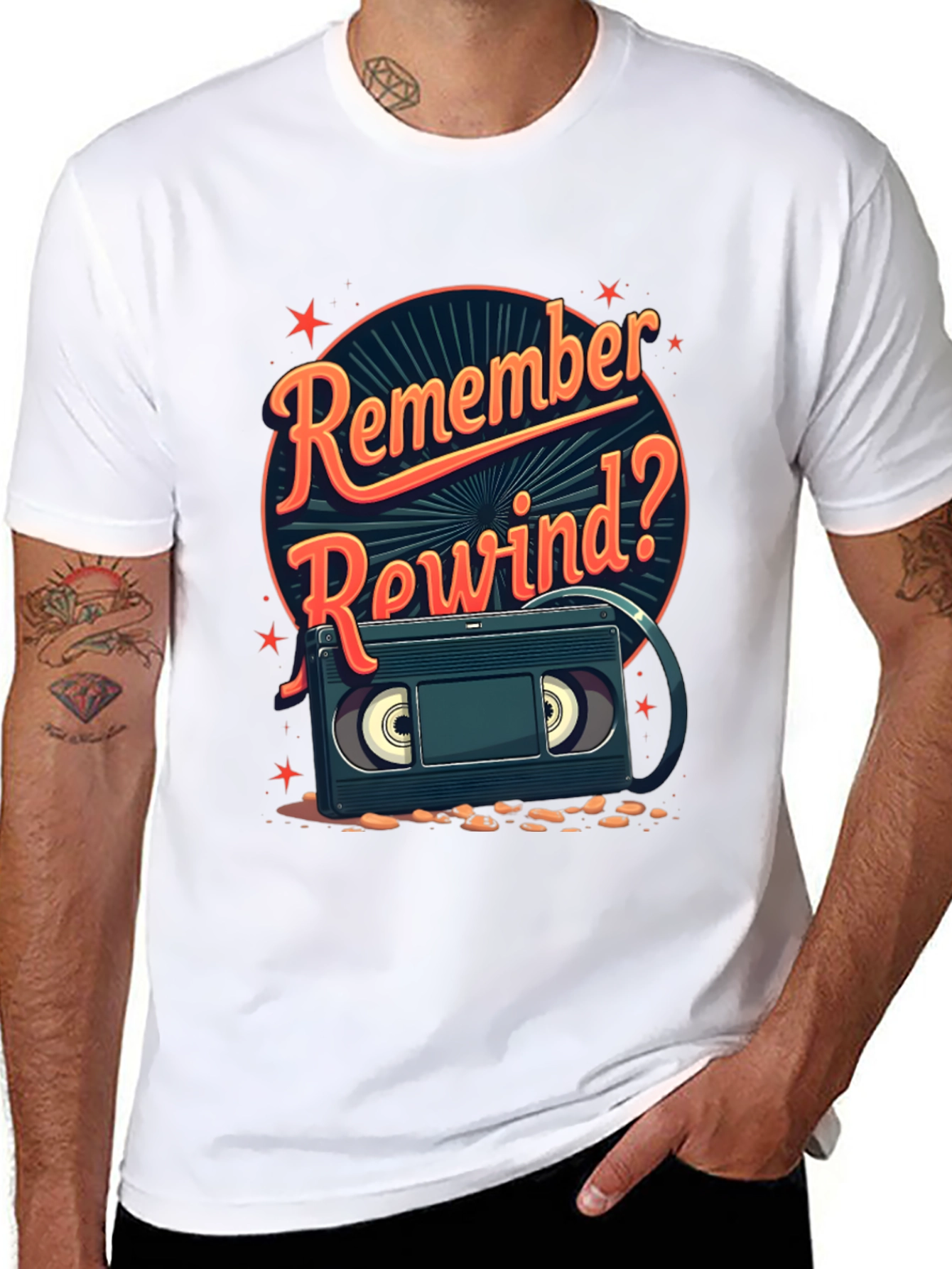 Remember Rewind? Retro VHS Cassette Tape T-Shirt