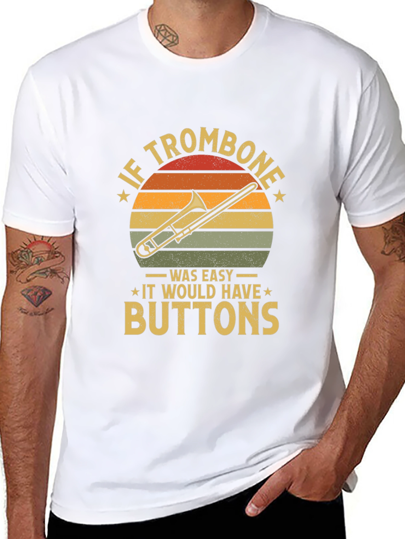 Funny Trombone T-Shirt - If Trombone Was Easy Buttons