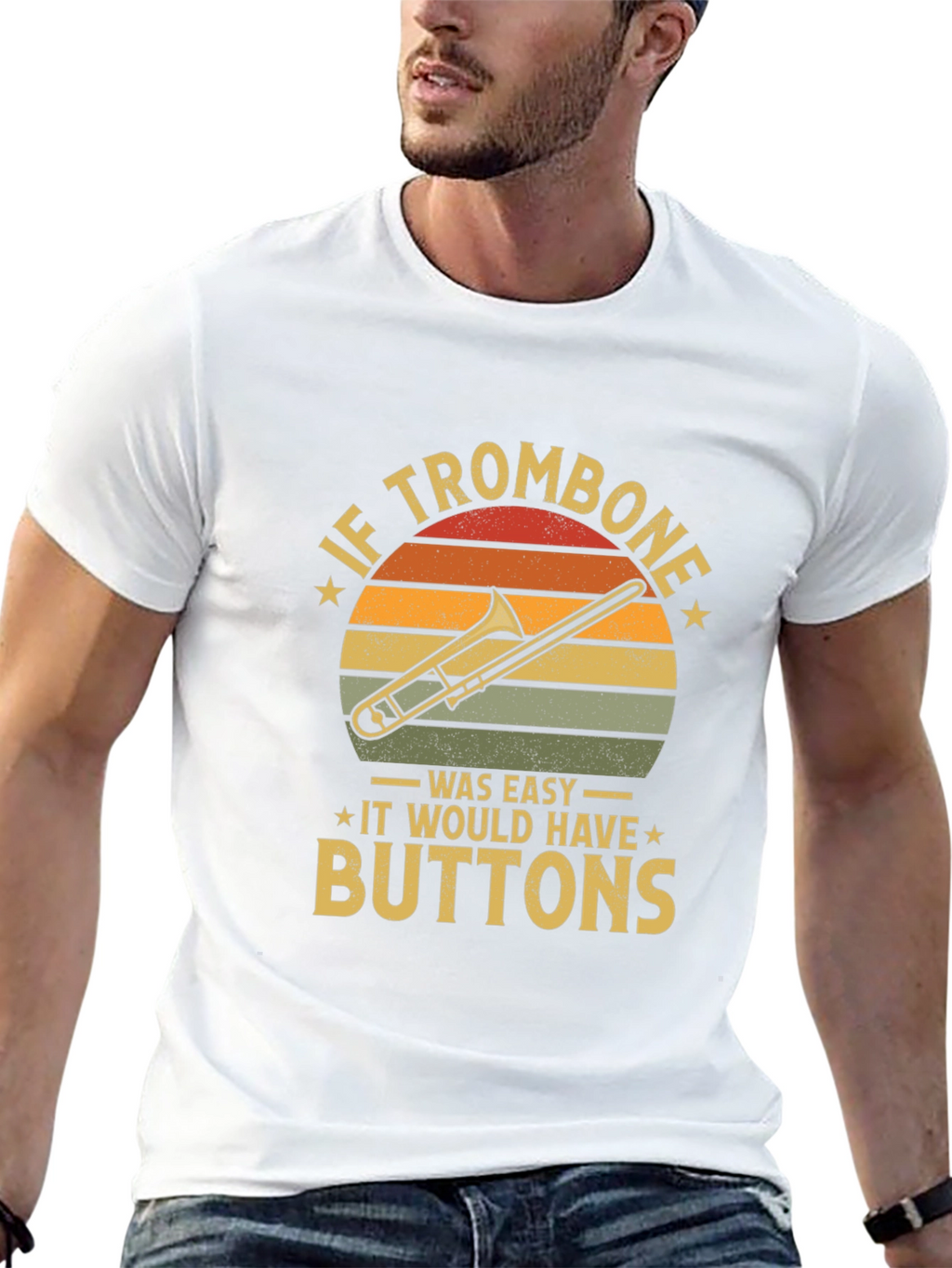 Funny Trombone T-Shirt - If Trombone Was Easy Buttons
