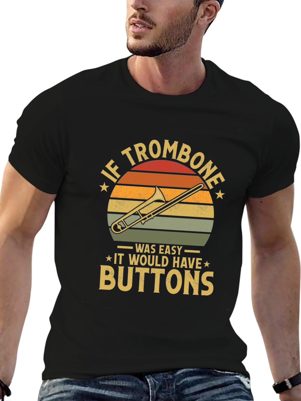 Funny Trombone T-Shirt - If Trombone Was Easy Buttons
