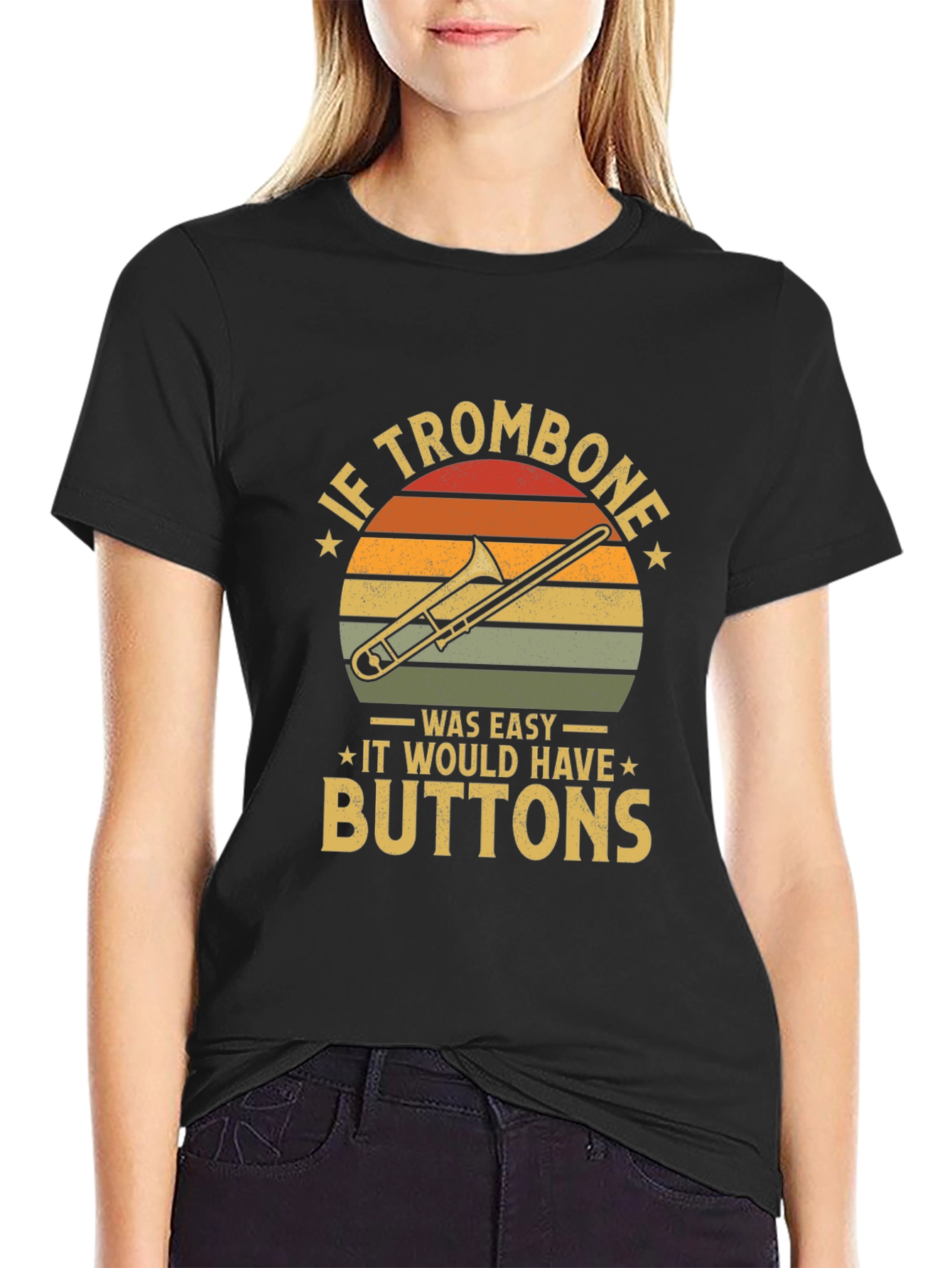Funny Trombone T-Shirt - If Trombone Was Easy Buttons