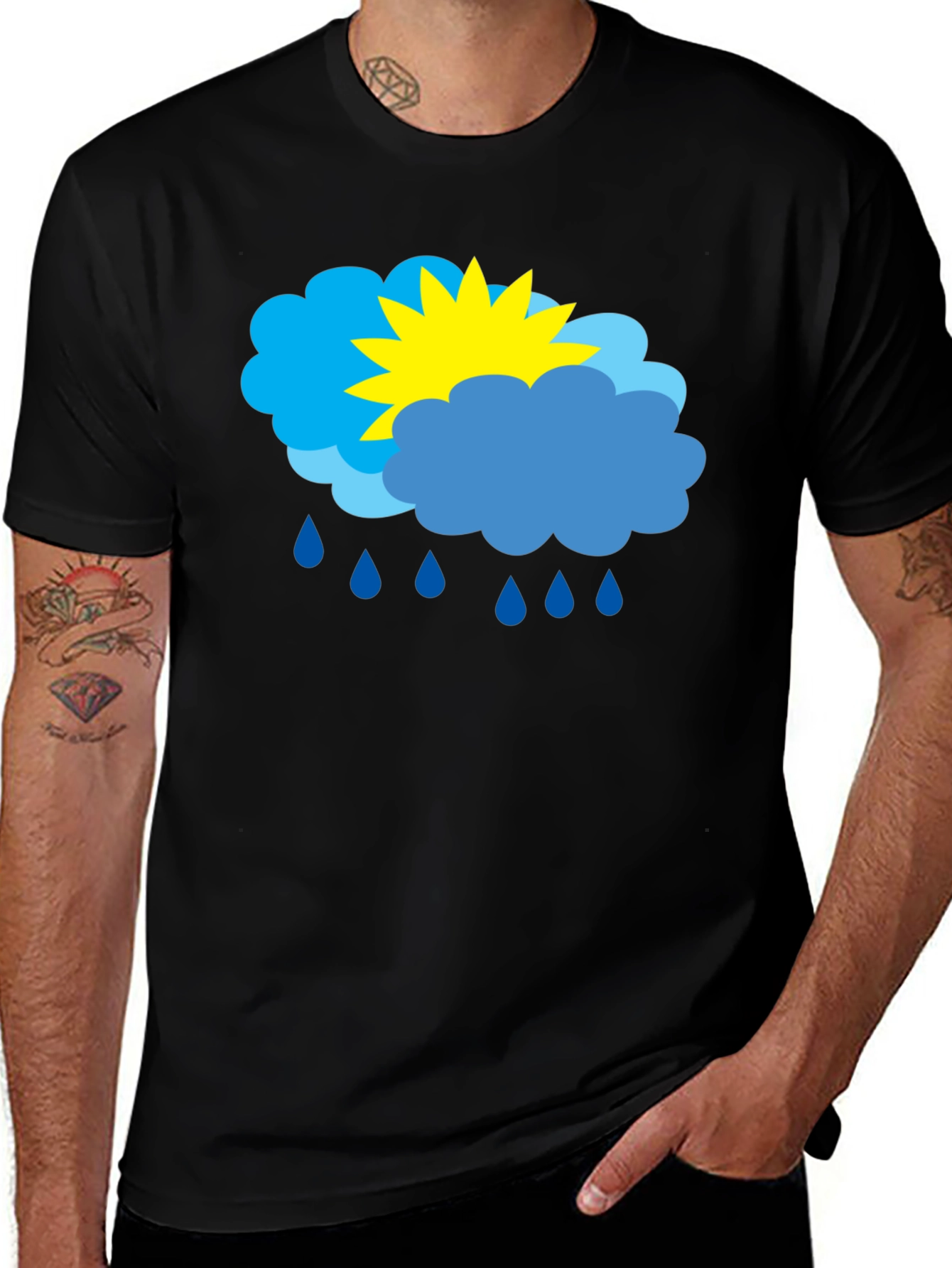 Weather Graphic T-Shirt - Sunny & Rainy Day Design