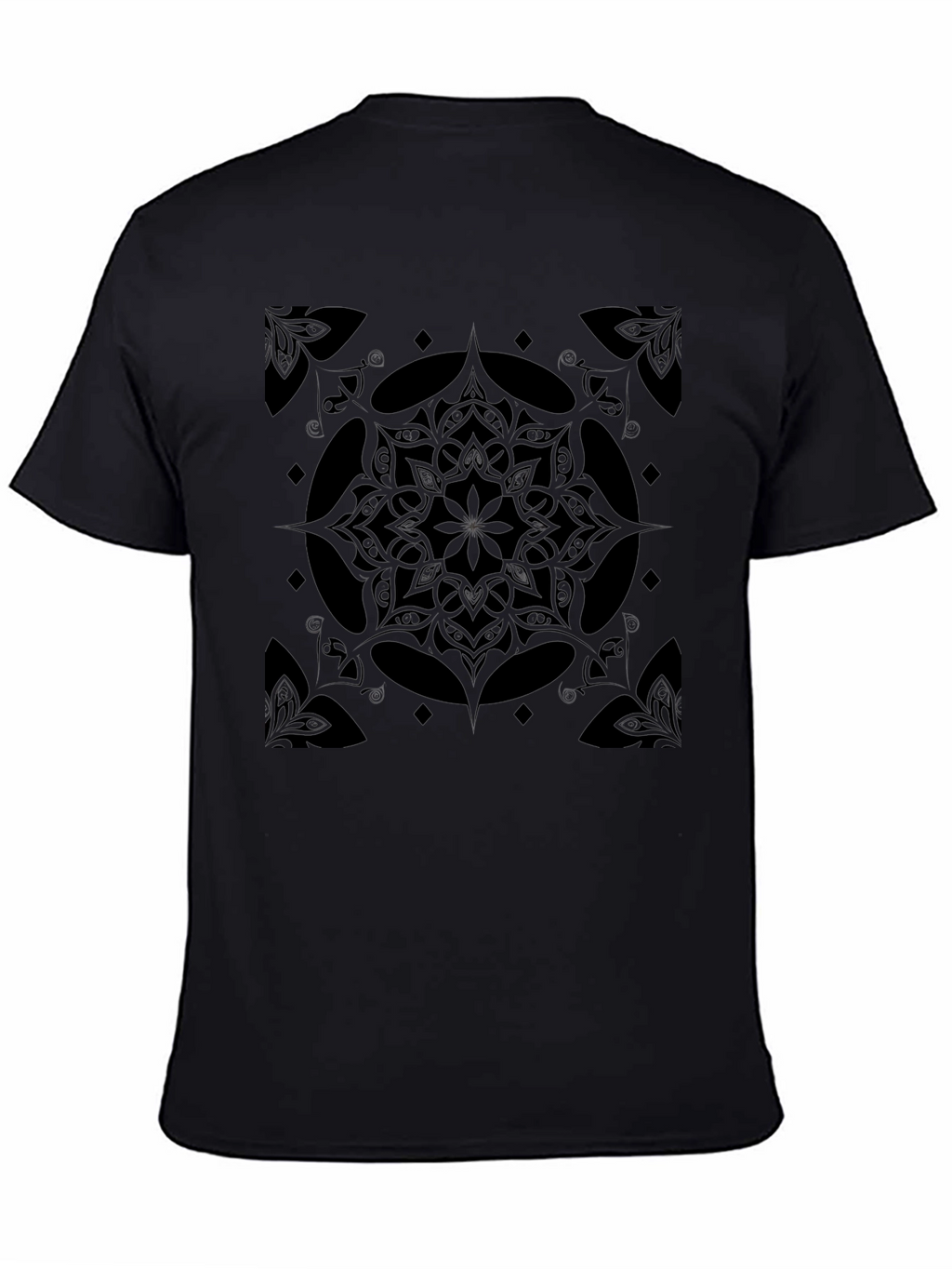 Black Mandala Graphic Print Crew Neck T-Shirt