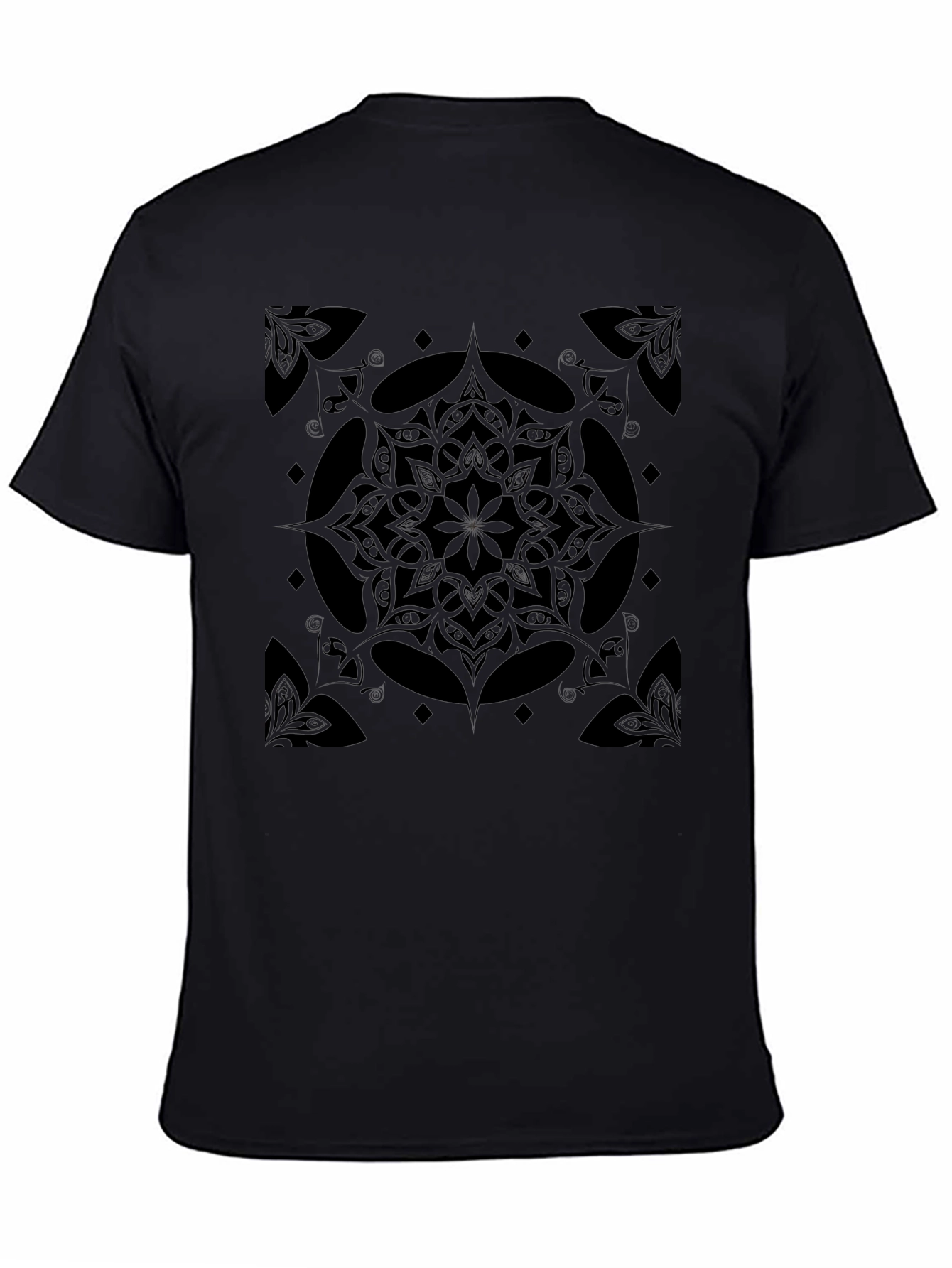 Black Mandala Graphic Print Crew Neck T-Shirt