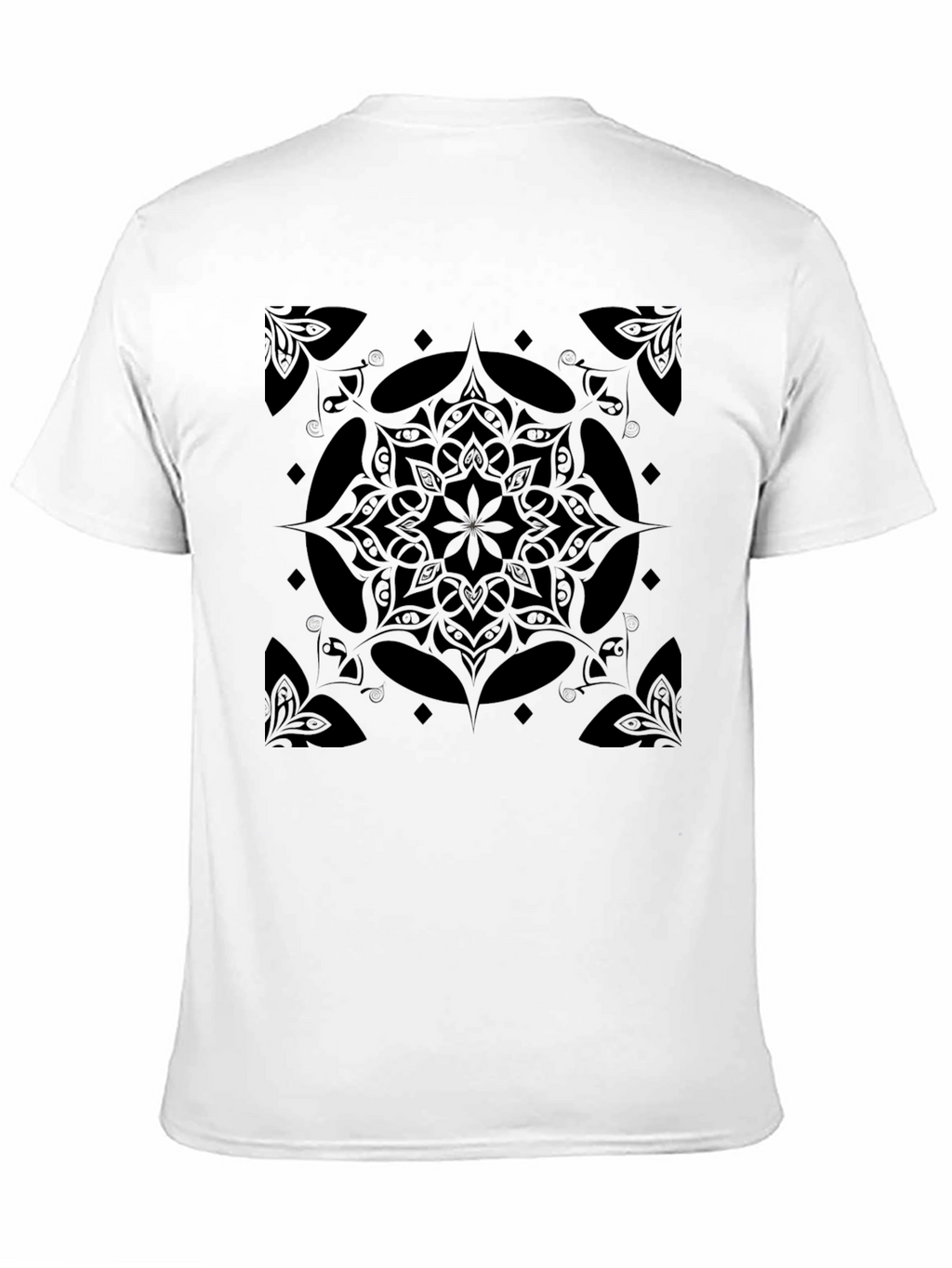 Black Mandala Graphic Print Crew Neck T-Shirt