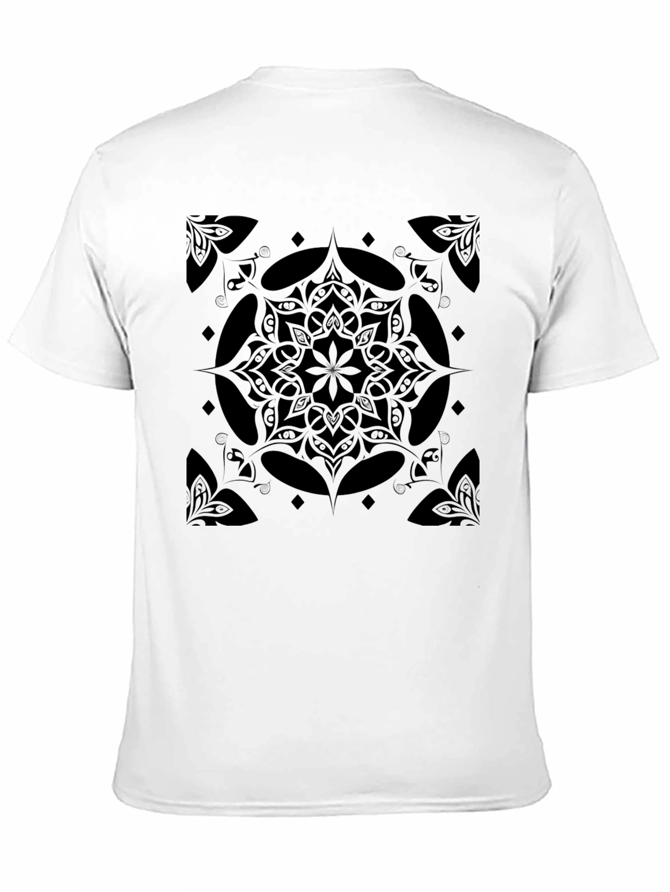 Black Mandala Graphic Print Crew Neck T-Shirt